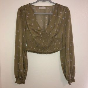 Urban Outfitters Silk Ruched Longsleeve